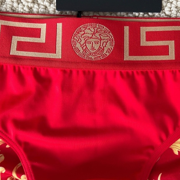 Versace Greca Border Medusa Barocco Red Swim Briefs Bathing Suit Speedo - Picture 10 of 14